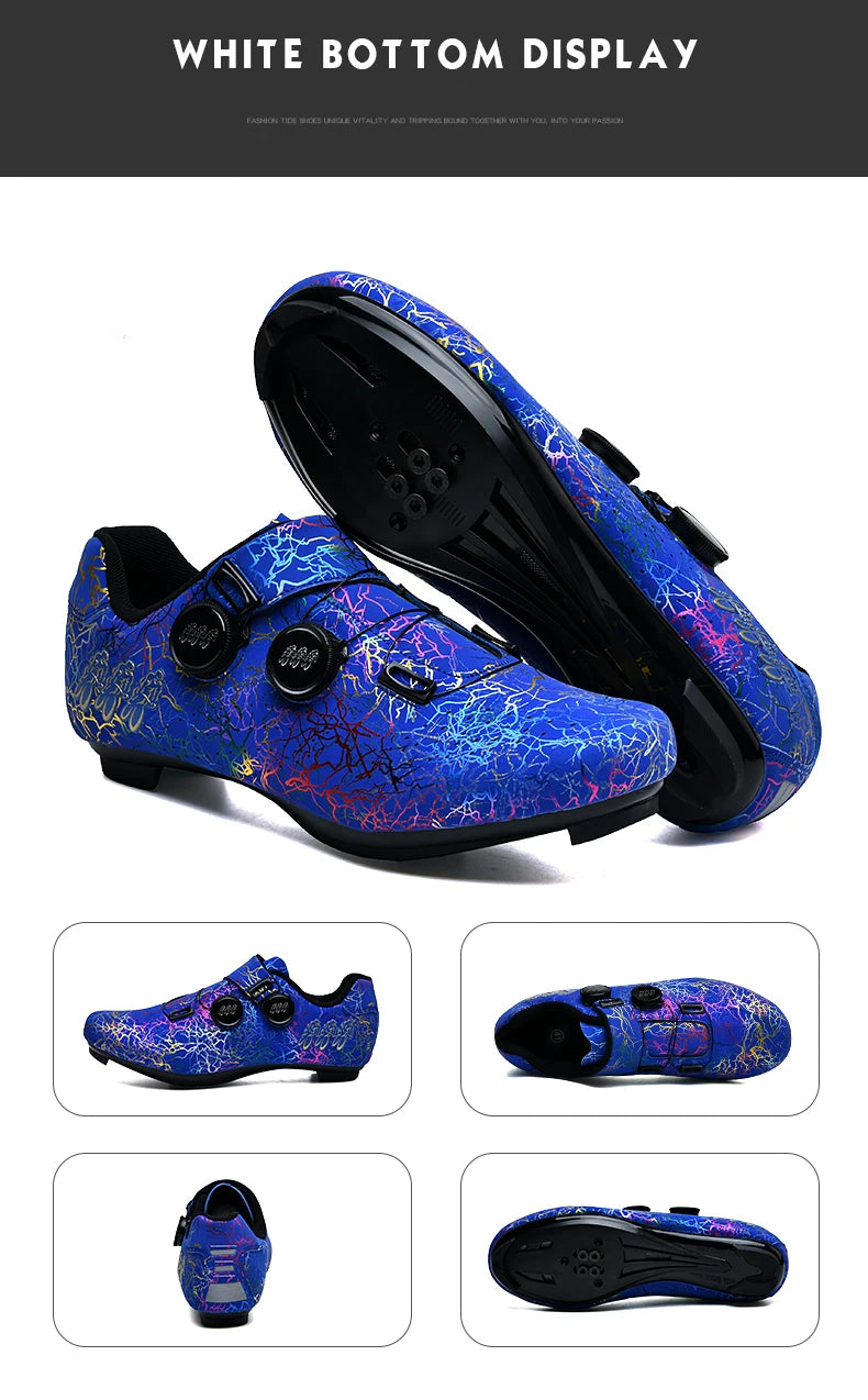 New Professional Cycling Shoes Men Locking Booster Shoes Breathable Double Knob Buckle Women SPD Hard-Soled Road Cycling Shoes