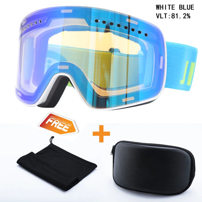 Magnetic Ski Goggles Lens Double Layer Skiing Anti-fog UV400 Snowboard Goggles Men Women Ski Glasses Eyewear