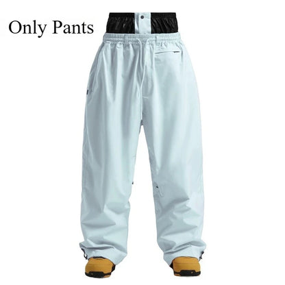 Men Baggy Windproof Solid Women Skiing Pants Waterproof Loose Hooded Ski Strides New Outdoor Sport Adult Breathable Trousers