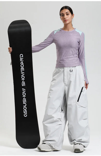 Women Waterproof Ski Pant Windproof Men Warm Snowboarding Trousers Outdoor Winter Sports Breathable Solid Baggy Skiing Strides