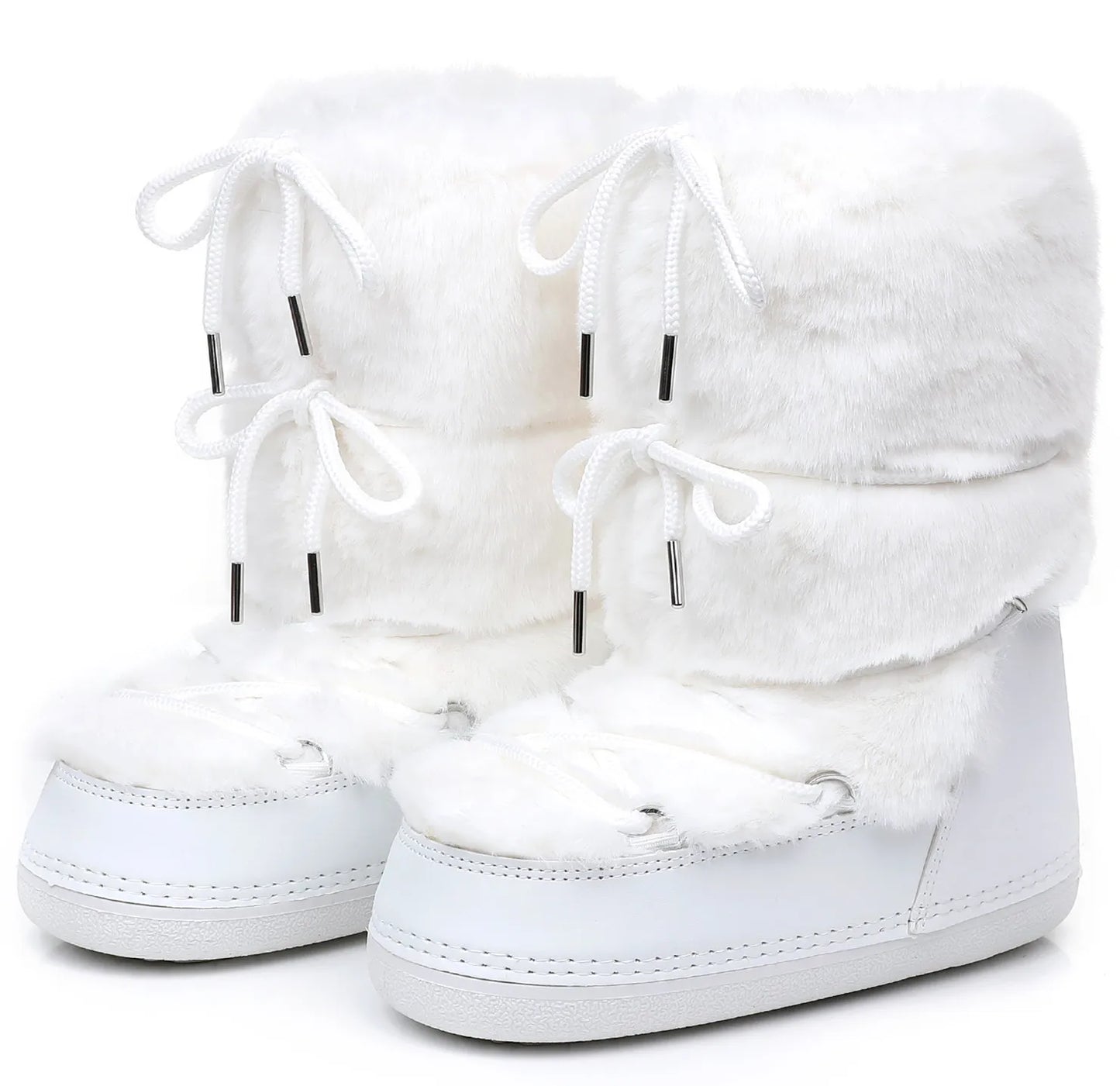 2025 Winter Boots for Women Snow Boots Brand Fluffy Furry Fur Lace Up Black Pink Platform Non-Slip Waterproof Ski Boots