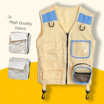 Children Explorer Vest Pretend Play Cosplay Camping Jungle Vest Dress Up for Boys Girls Camping Outdoor Adventures Kids Gift