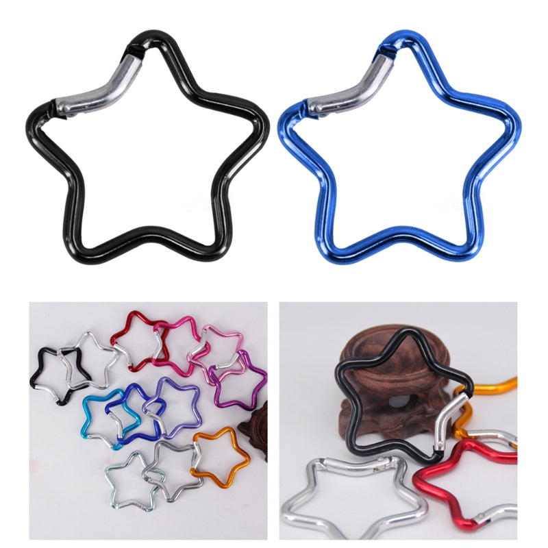Aluminum Alloy Outdoor Star Shaped Spring Locking Carabiner Clip Keychains for Backpack Camping Hiking Traveling