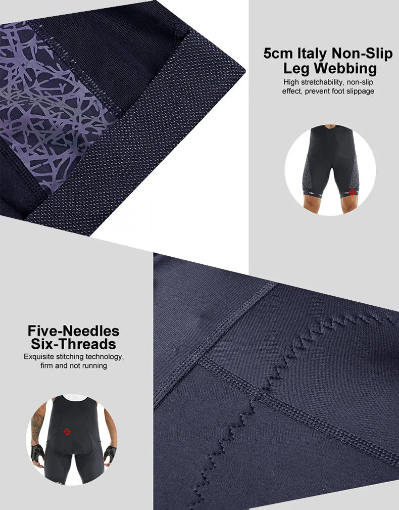 Cycling Bib Shorts 5D Gel Pad Mountain Bike Shorts Bretelle Pockets Outdoor Breathable UPF50+ Bike Tight Bicycle Shorts