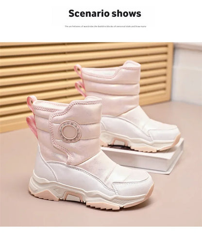Winter Children's Cotton Shoes Anti-Slip Ice Claw High-Top Waterproof Fleece-Lined Snow Boots for Girls And Boys Hot Sale Of The