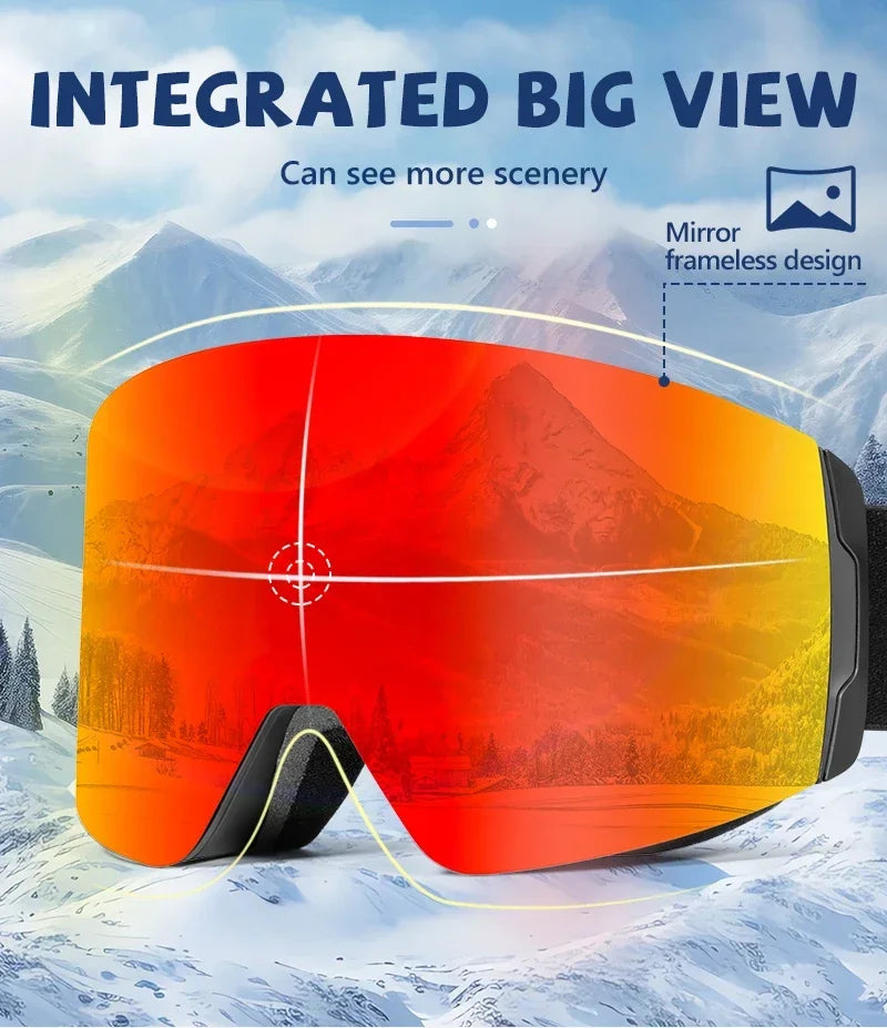 Kapvoe Photochromic Ski Goggles Magnetic Anti-Fog Lenses UV400 Protection Men Women Ski Goggles Winter Sports Eyewear