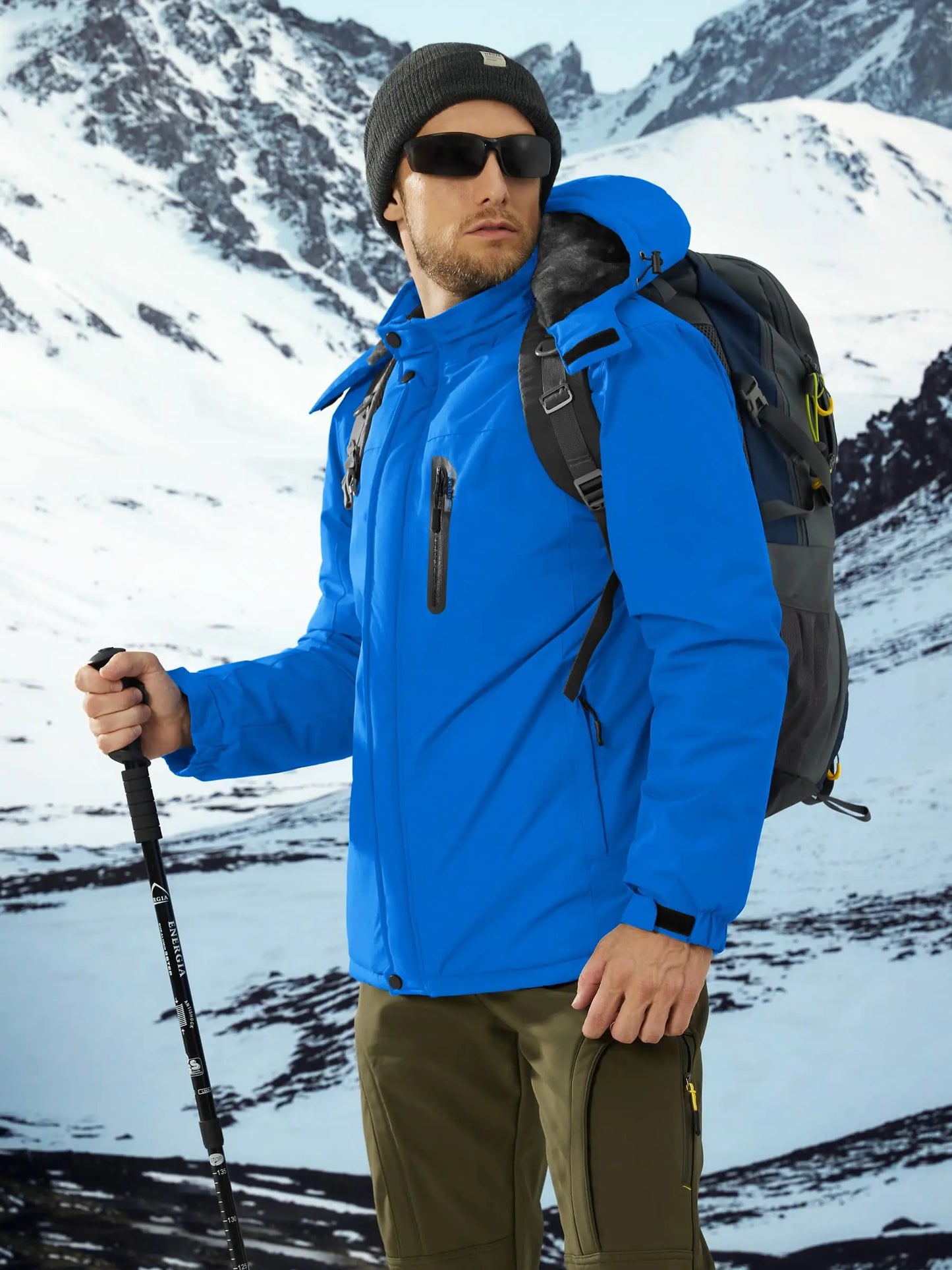 TACVASEN Winter Thicken Ski Snowboard Jacket Mens Fleece Waterproof Hiking Jackets Outdoor Mountain Trekking Windbreaker Parka