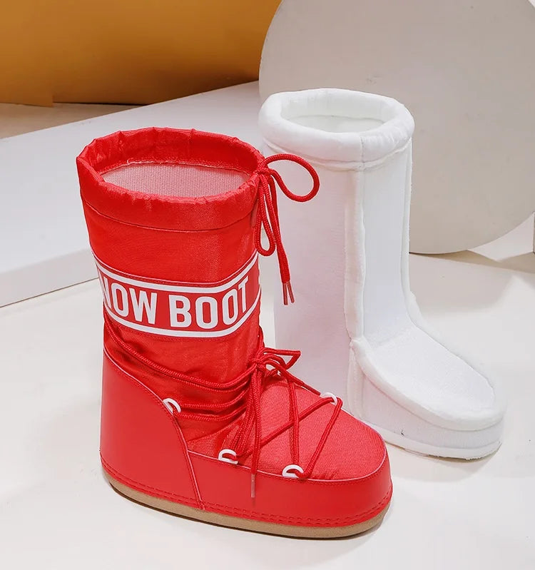 Winter Boots Women Snow Boots Mid-calf Cold-proof Antiskid Thicken Plush Waterproof Thick Platform Space Ski Boots Size 35-43
