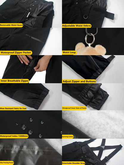 New Men Skiing Pants Winter Thickening Warm Ski Overalls Windproof Snowboard Trousers Outdoor Loose Snow Clothes Waterproof Pant