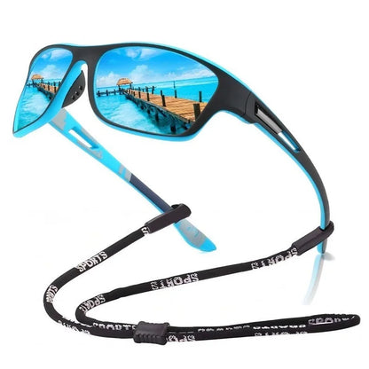 Men's Polarized Cycling Sunglasses with Chain - UV400 Sports Riding Sunglasses Anti-Reflective