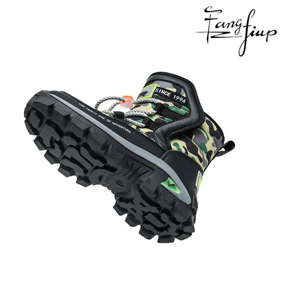 JMFCHI Kids Snow Boots Boys Hiking boots for Kids Waterproof Winter Snow Boots for Girls Warm Fur Lined Slip Resistant Outdoor