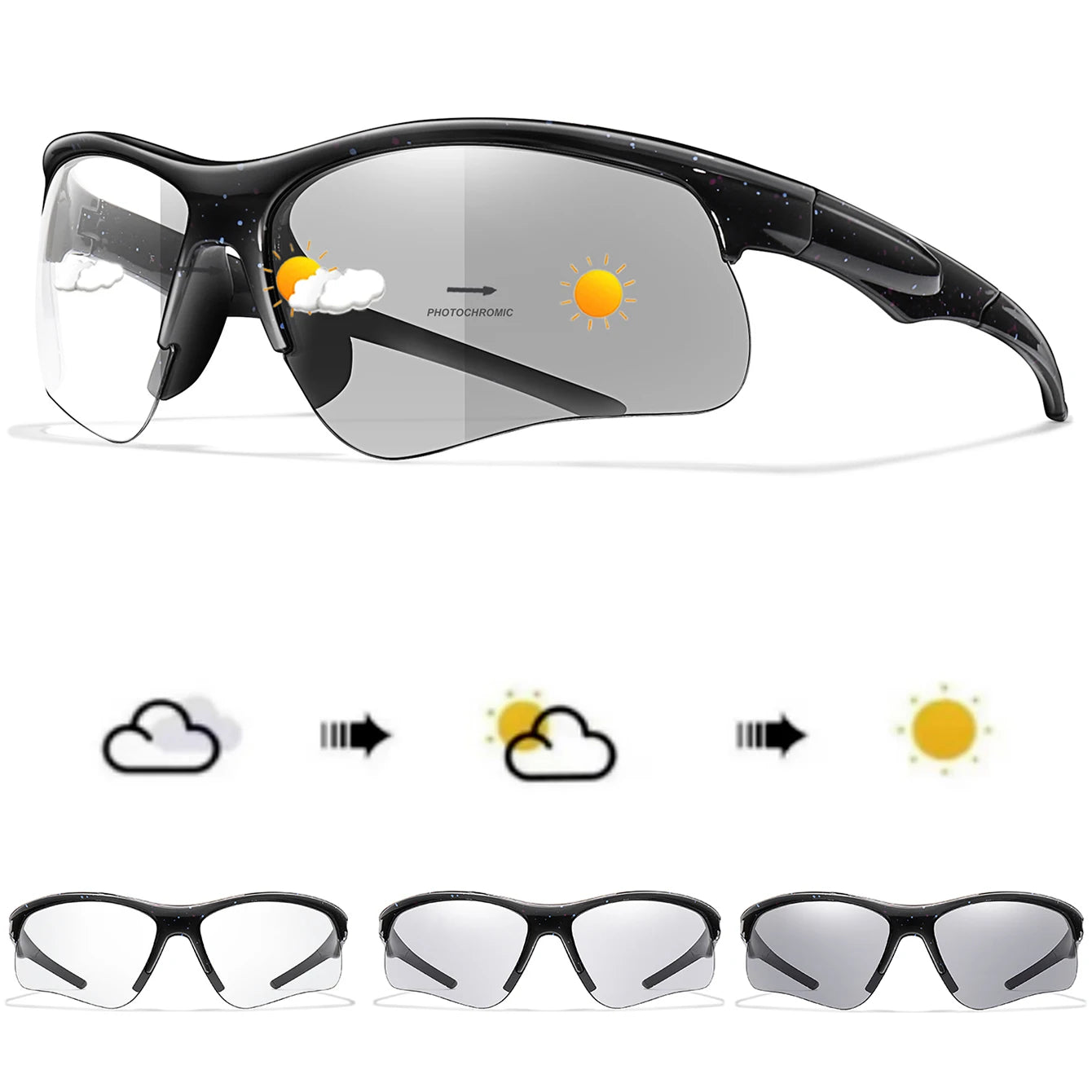 LOISRUBY Style Photochromic Sunglasses Men Women Outdoor Mtb Bicycle Cycling Runnging Eyewear Sports Bike Windproof Goggles