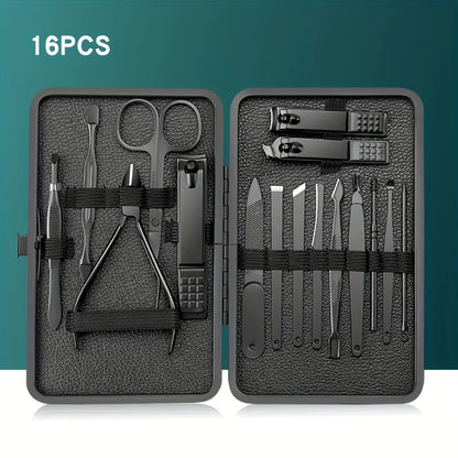 7/10/12/18/20/24PCS Set Professional Manicure Set Kits Stainless Steel Fingernail Toenail Clippers Set with Leather Portable