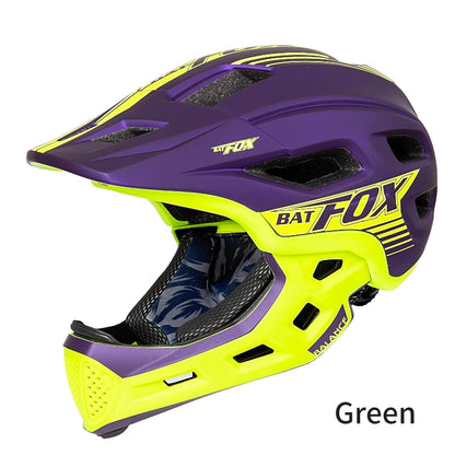 BATFOX Kids Full Face bike helmet Detachable Downhill Children Cycling Motorcycle Skateboard Sports Racing Racing Bicycle helmet