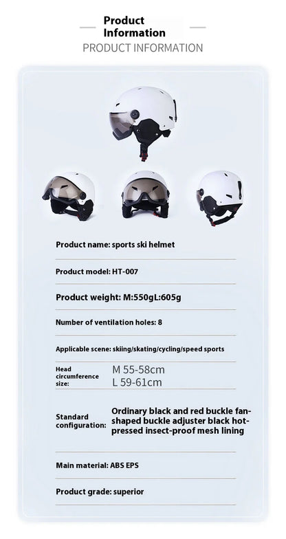 New Adult Protective Ski Helmet, Outdoor Sports Anti Fall Snow Helmet With Snow Goggles Single And Double Board Warm Ski Helmet
