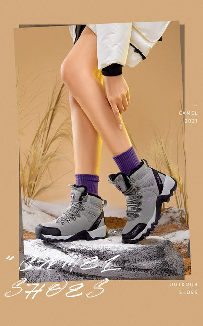 GOLDEN CAMEL Waterproof Hiking Shoes Military Hiking Boots High Top Trekking Shoes for Women 2024 Autumn Non-slip Wear-resistant