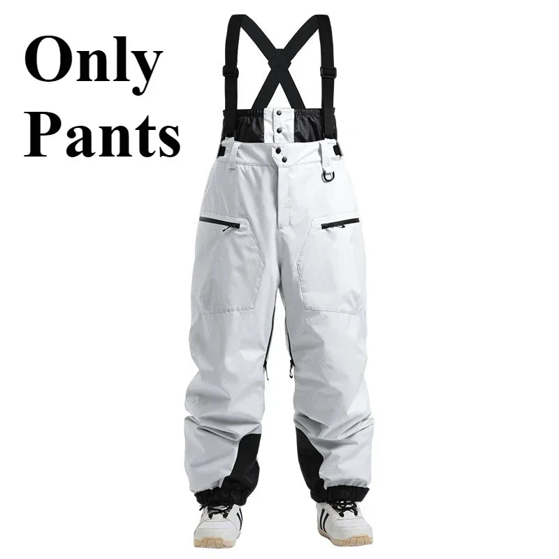 Winter New Skiing Pants Thickening Warm Ski Overalls Men Loose Snow Clothes Outdoor Windproof Snowboard Trousers Waterproof Pant