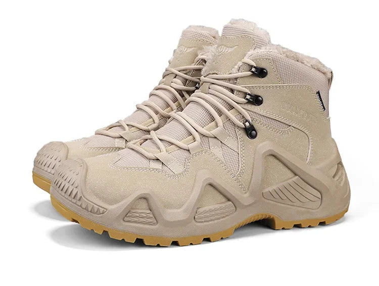 Cross-Border Autumn/Winter High-Top Men's Outdoor Non-Slip Climbing Boots Plus Size Thickened Warm Cotton Shoes Fleece-Lined