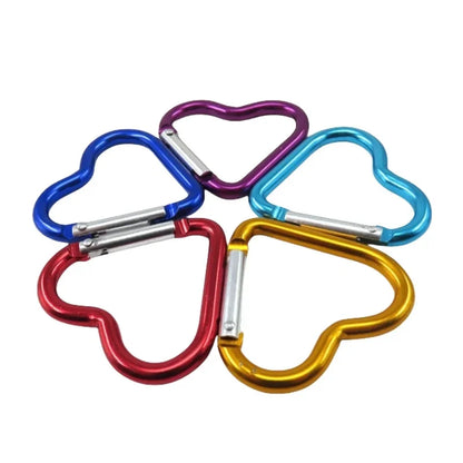 Outdoor Carabiner Heart Shape Keychain Clip Aluminum Alloy Rings Climbing Clips Spring Snap Hook Carabiner Durable