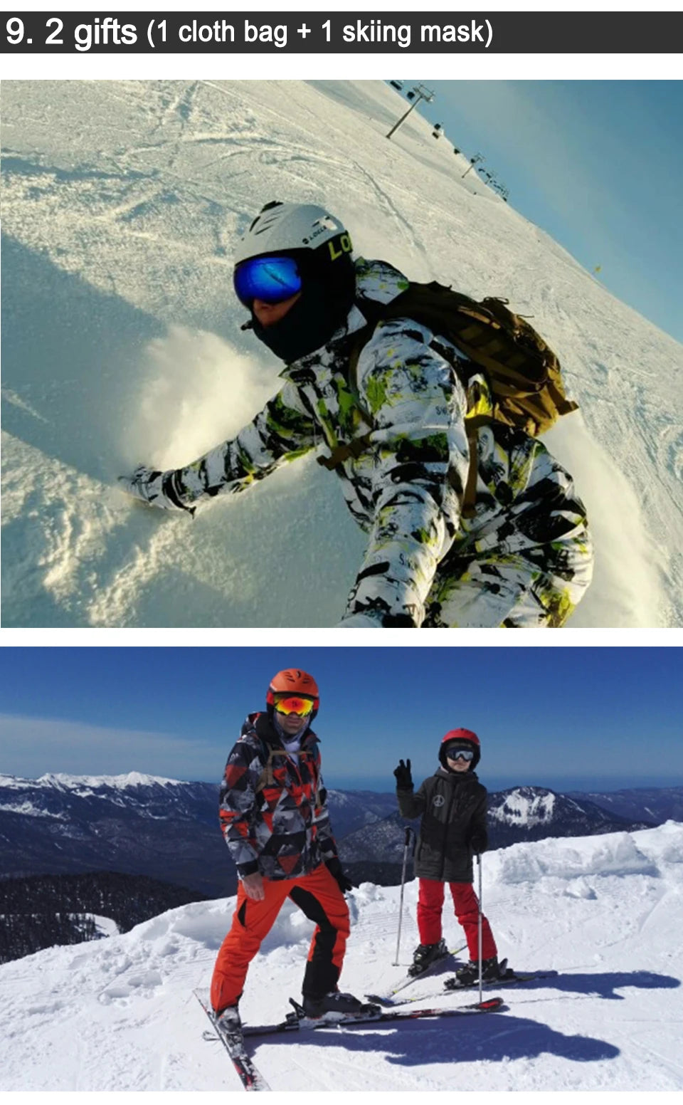 LOCLE Men Skiing Helmet Women Children Boys Girls Ski Helmet Skating Skateboard Snowmobile Motorcycle Helmets Size 52-64cm