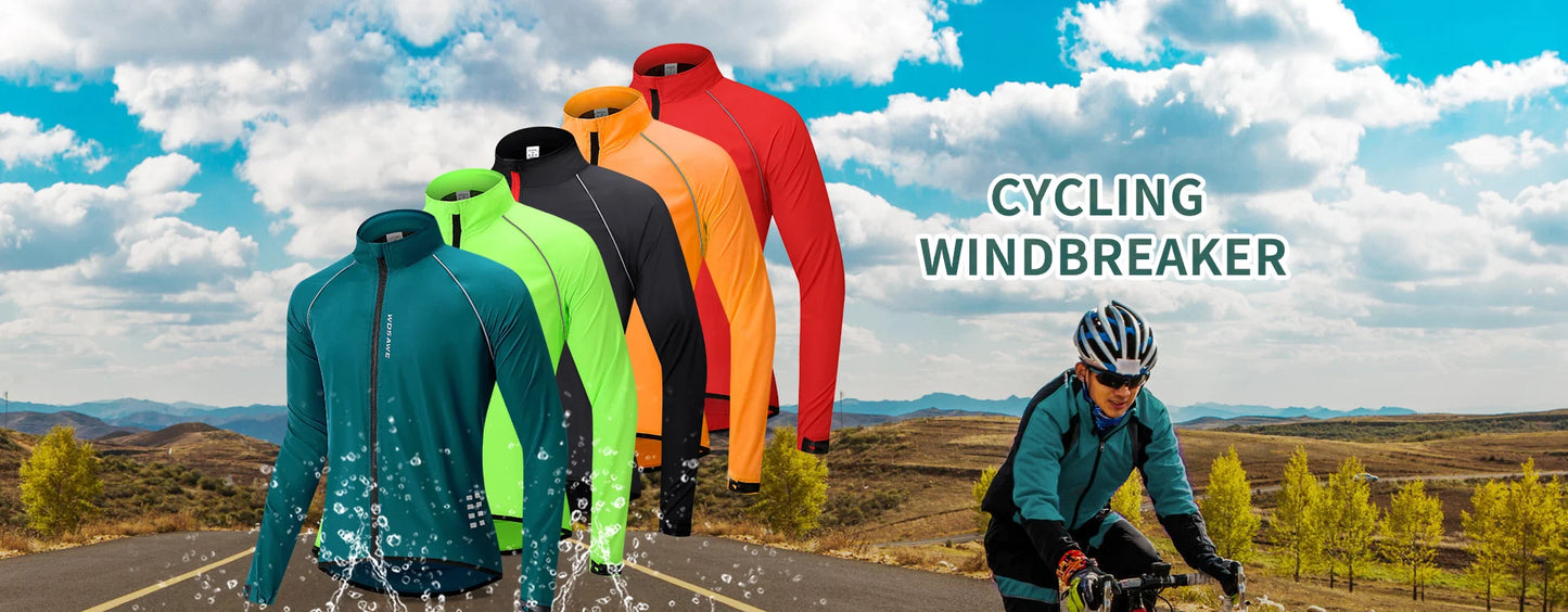WOSAWE Men's Cycling Windbreaker Ultralight Reflective Windproof Jacket Men MTB Road Bike Wind Coat Long Sleeve Bicycle Clothing