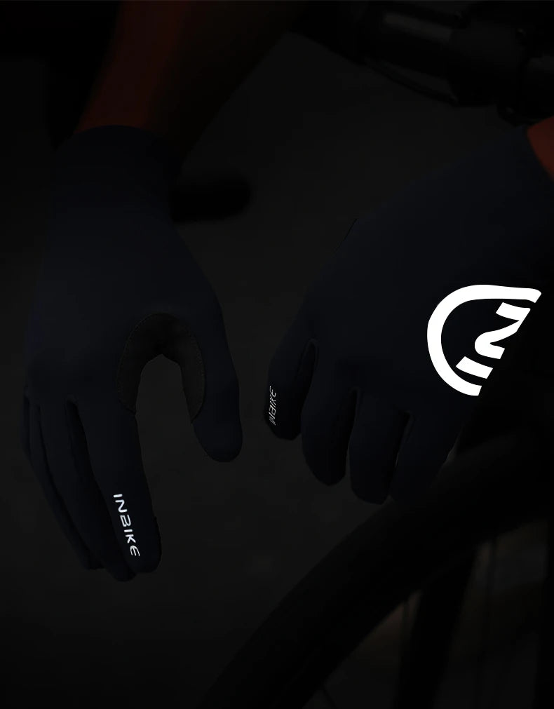 INBIKE 2024 Cycling Gloves Gel Padded for Men Autumn Winter Fleece Road Bike Gloves MTB Full Finger Touchscreen Bike Accessories