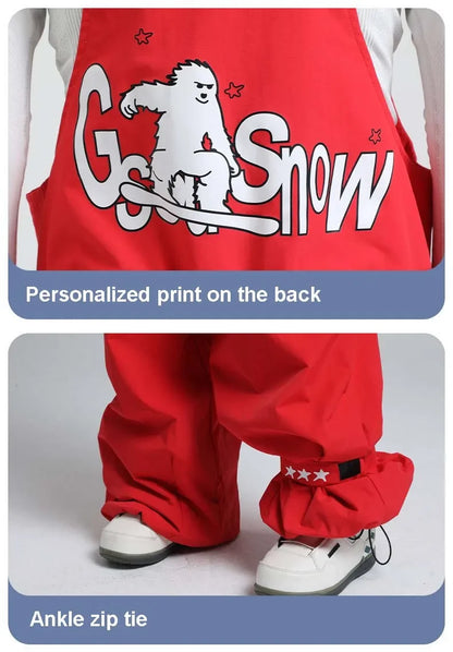 2025 New Loose Skiing Pants Outdoor Windproof Waterproof Woman Ski Overalls Men Winter Snowboard Sports Clothes Couple Snow Pant