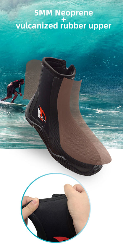 1 Pair 5MM Neoprene Diving Boots High Elastic Scuba Soft Shoes For Beach Snorkeling Surfing Kayaking Vulcanized Rubber Upper