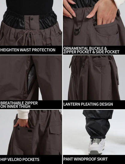 GSOU SNOW Plus Size Winter Ski Trousers Super Baggy Men Snowboard Clothes Women Snow Pants Outdoor Sports Winterproof Breathable