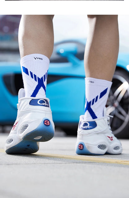 Veidoorn High Quality Sport Socks for Men Mid Calf Length Running Basketball Socks Thicken Non Slip Camping Cycling Stocking