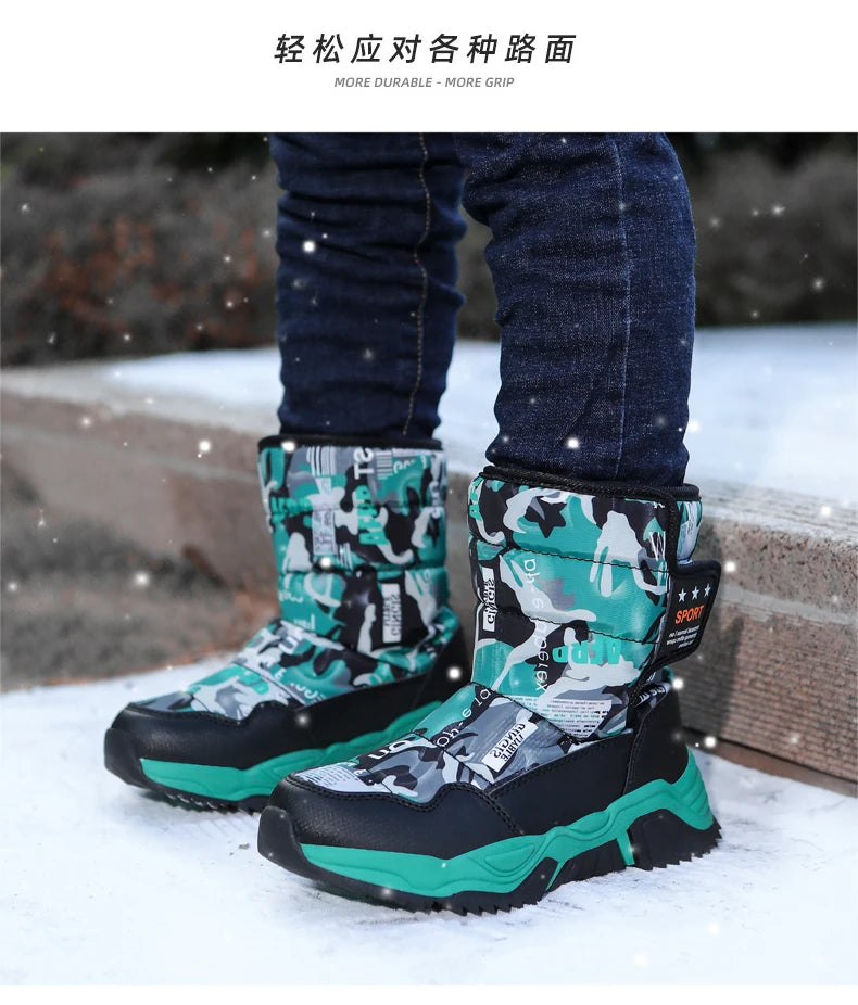 New Cute Winter Girl's Nonslip Snow Boots Kids Mountaineering Skiing Warm Felt Boots School Outdoor Activities Eur Size 31-39