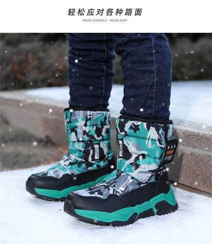 New Cute Winter Girl's Nonslip Snow Boots Kids Mountaineering Skiing Warm Felt Boots School Outdoor Activities Eur Size 31-39