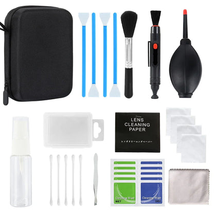 Camera Lens Cleaning Kit Professional Scratch Free Electronics Cleaning Tool Set with Air Blower Cleaning Brush Wipes Tweezers