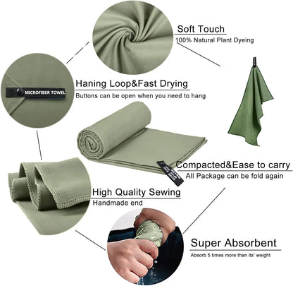 Quick-Drying Microfiber Camping Towel Super Absorbent Gym/Swimming Towel 40x80cm Lightweight Sports/Beach/ Travel Towels