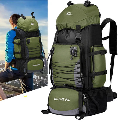 Large 90L Travel Bag Camping Backpack Hiking Army Climbing Bags Mountaineering  Sport Bag Outdoor Shoulder Rucksack Men Women