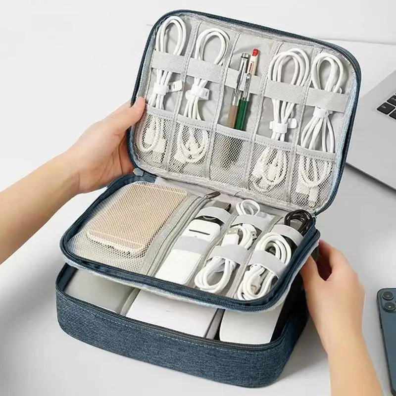 Electronics Organizer Travel Case Compact Waterproof Electronics Organizer Case Travel Essentials Cable Storage Bag For Mini