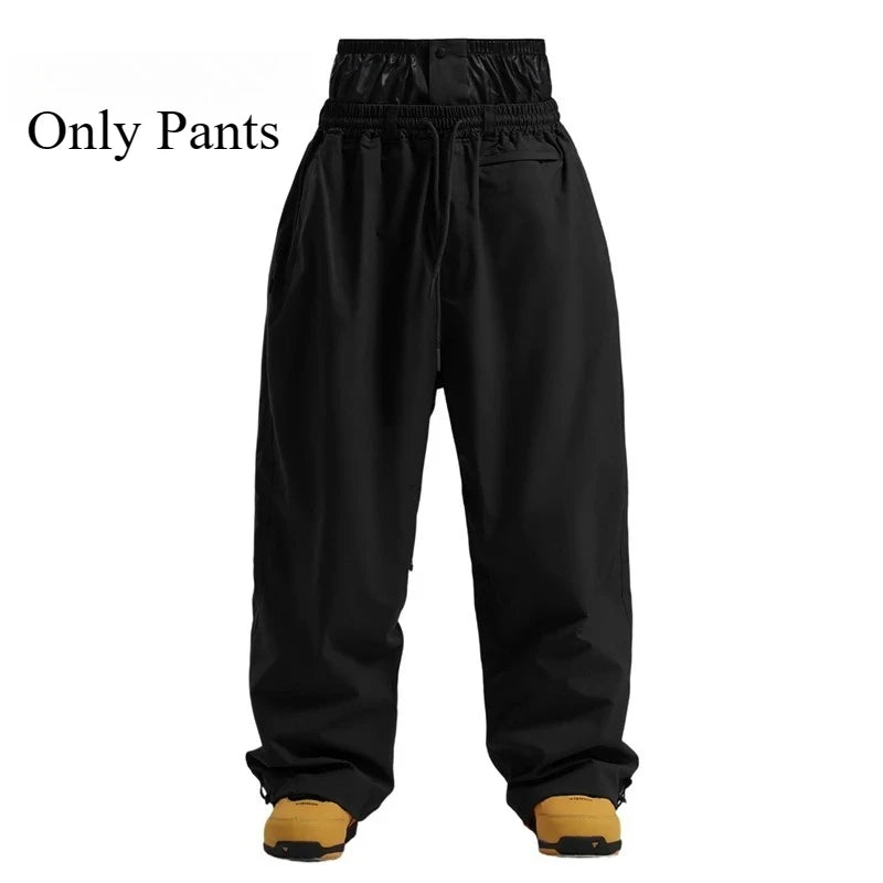Men Baggy Windproof Solid Women Skiing Pants Waterproof Loose Hooded Ski Strides New Outdoor Sport Adult Breathable Trousers