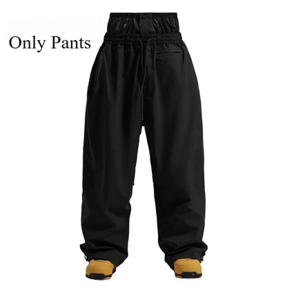 Men Baggy Windproof Solid Women Skiing Pants Waterproof Loose Hooded Ski Strides New Outdoor Sport Adult Breathable Trousers