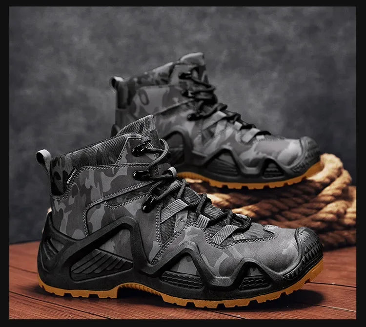Oxford Waterproof Tactical Boots Men's Outdoor Non-slip Climbing Hiking Sports Shoes 45Plus Size Camouflage Work Shoes 46