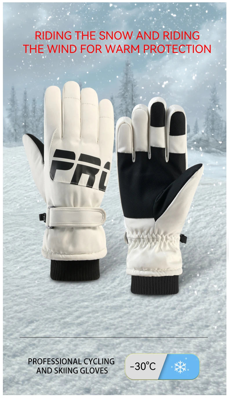 Waterproof ski gloves for women, warm and windproof for men, with added insulation and thickness. Suitable for cycling, outdoor