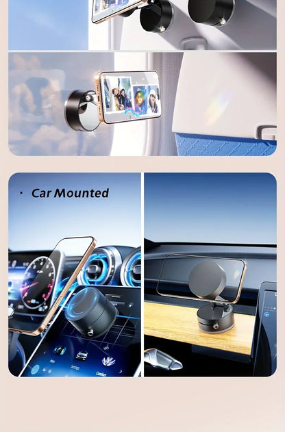 2025 New Model 360-Degree Rotating Aluminum Alloy Magnetic Vacuum Suction Cup Car Phone Holder, Portable New Design
