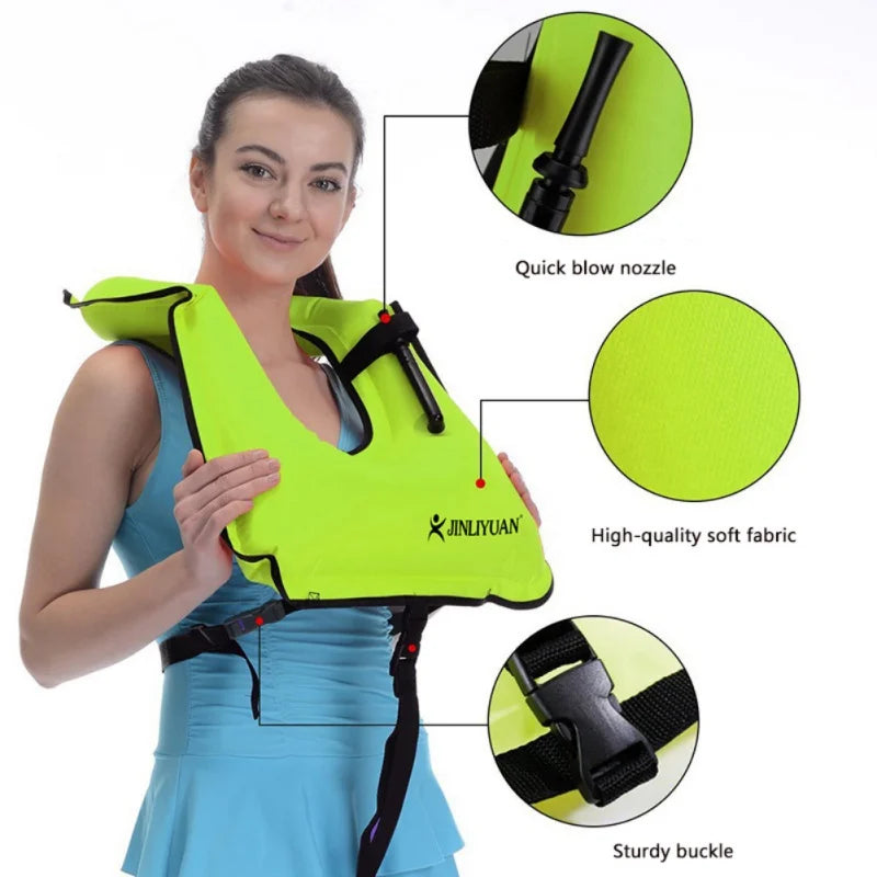 Portable Snorkeling Vest Life Jacket Inflatable Swim Vest Swimming Jackets for Men Women Gear For Outdoor Water Sports Safety
