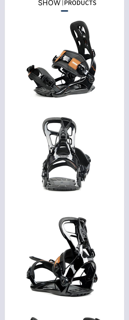 LILKINGS L1 Snowboard Bindings Quick Step-in SP System EVA Shock Absorption Leather Straps for Beginner Intermediate Riders