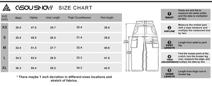 GSOU SNOW Super Baggy Snowboard Pants Men Waterproof Windproof Sports Clothes Insulated Loose Fit Ski Trousers for Cold Weather