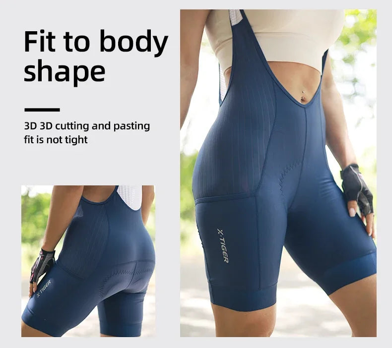 X-Tiger Women Pro Cycling Bib Shorts Summer Laika MTB Road Bicycle Shorts Women's Cycling Suspenders With ST-MULTI cushion