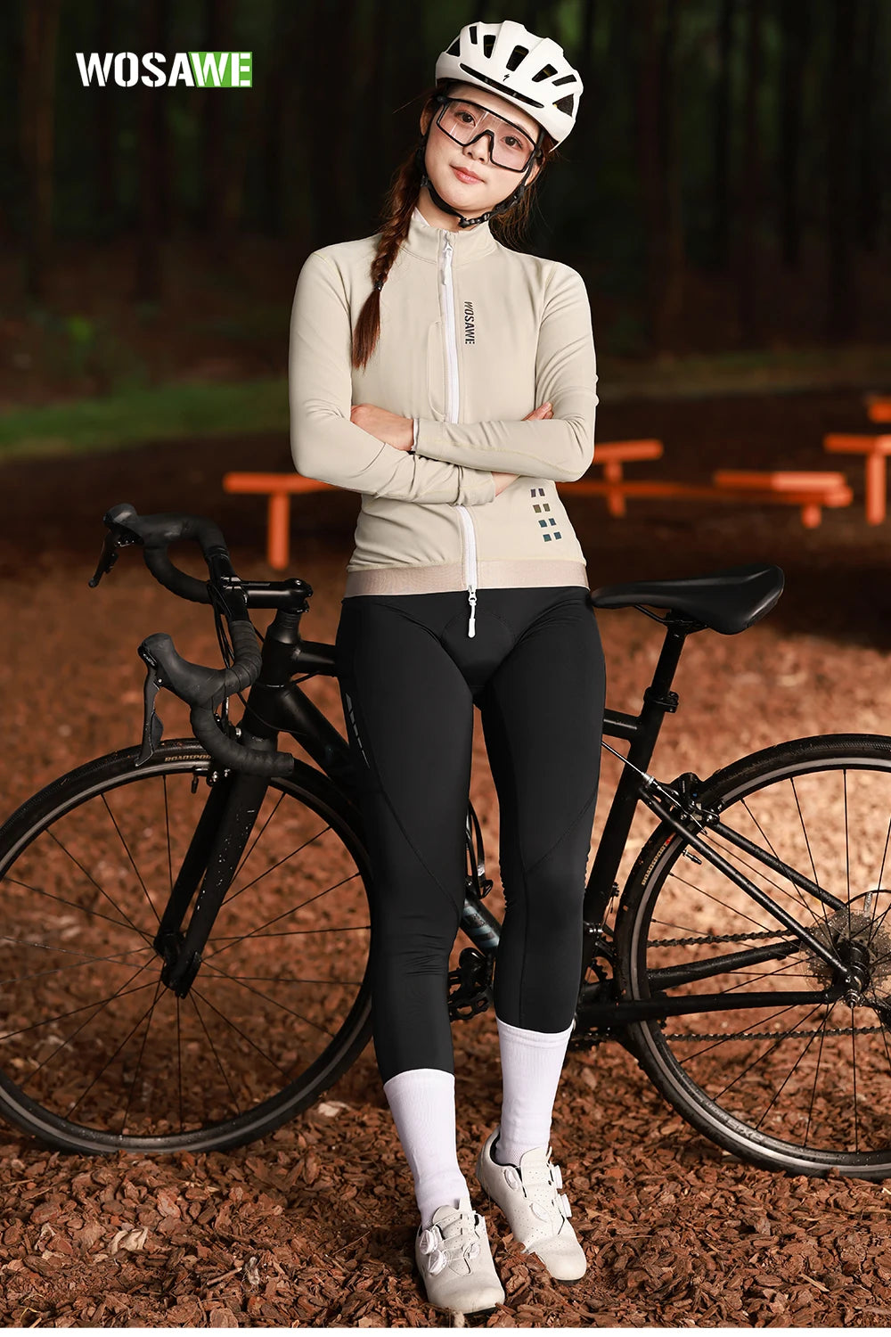 WOSAWE Women's Winter Thermal Fleece Cycling Jersey Long Sleeve Bike Jacket for Riding & Gym Ropa Ciclismo Clothings
