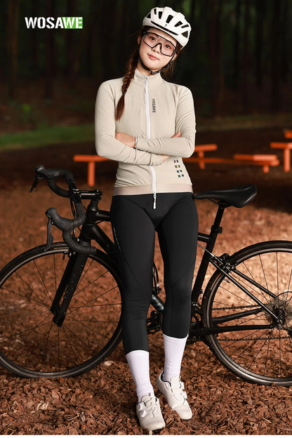 WOSAWE Women's Winter Thermal Fleece Cycling Jersey Long Sleeve Bike Jacket for Riding & Gym Ropa Ciclismo Clothings