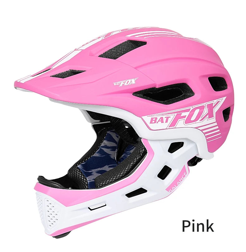 BATFOX Kids Full Face bike helmet Detachable Downhill Children Cycling Motorcycle Skateboard Sports Racing Racing Bicycle helmet