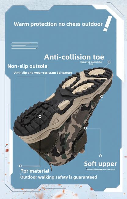 Children Snow Boots Winter Warm Boots Kids Shoes Girls And Boys Camouflage Shoes Non-Slip Rubber Sole Outdoor Hiking Boots