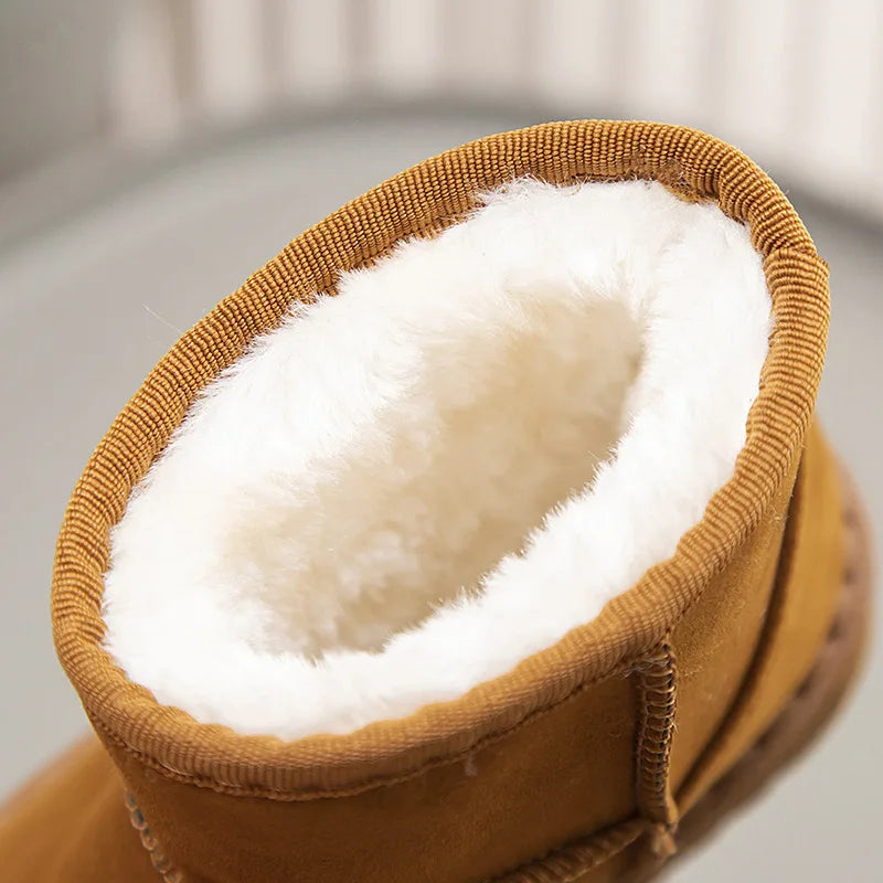 Kids Snow Boots Winter Fashion Non-slip Children's Boots Skiing Solid Color Warm Pattern Soft Thick Bottom Children's Shoes
